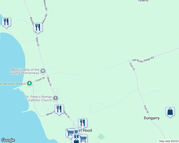 map of restaurants, bars, coffee shops, grocery stores, and more near Convent Street in Port Hood