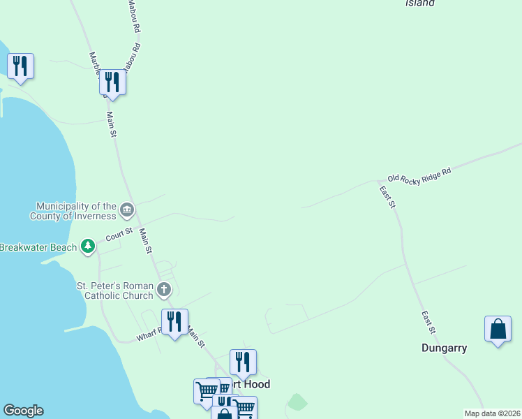 map of restaurants, bars, coffee shops, grocery stores, and more near 97 Convent Street in Port Hood