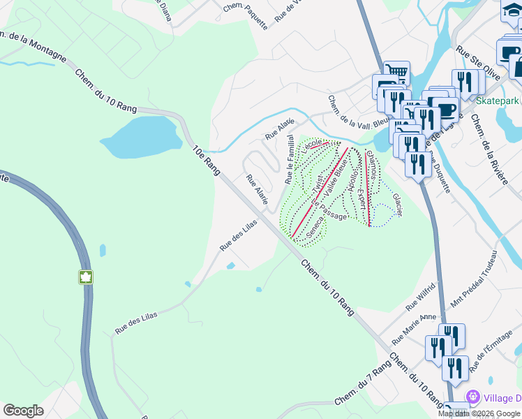 map of restaurants, bars, coffee shops, grocery stores, and more near Rue le Familial in Val-David