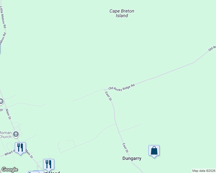 map of restaurants, bars, coffee shops, grocery stores, and more near Old Rocky Ridge Road in Port Hood