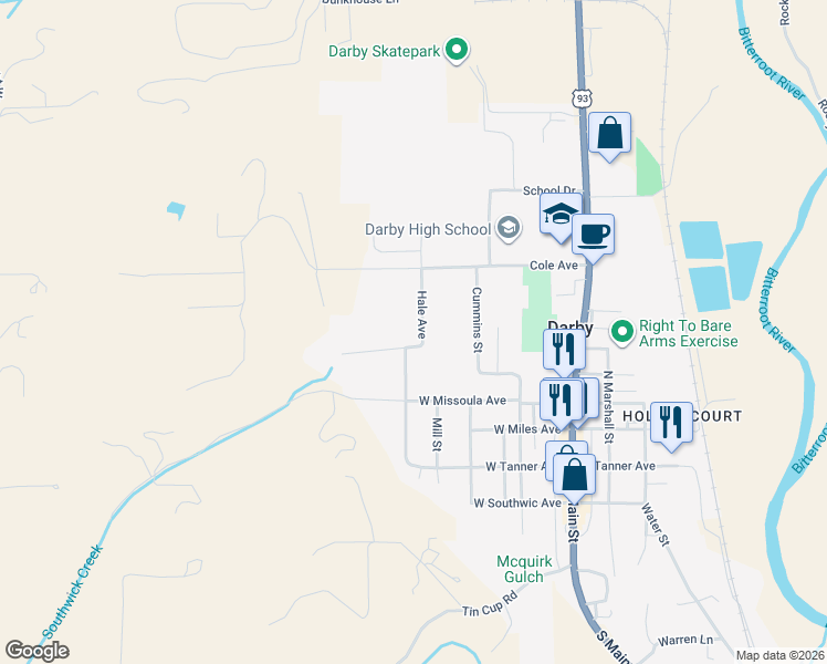 map of restaurants, bars, coffee shops, grocery stores, and more near 104 Bear Hollow Ct in Darby