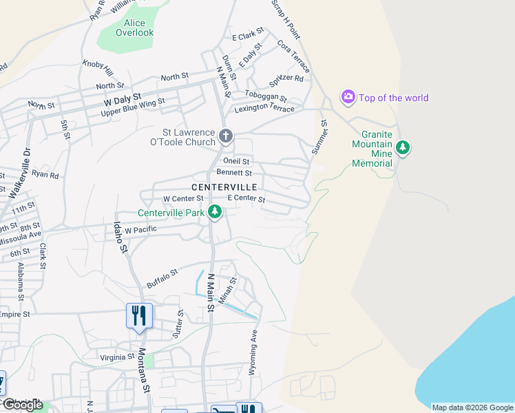 map of restaurants, bars, coffee shops, grocery stores, and more near 51 Wells St in Butte