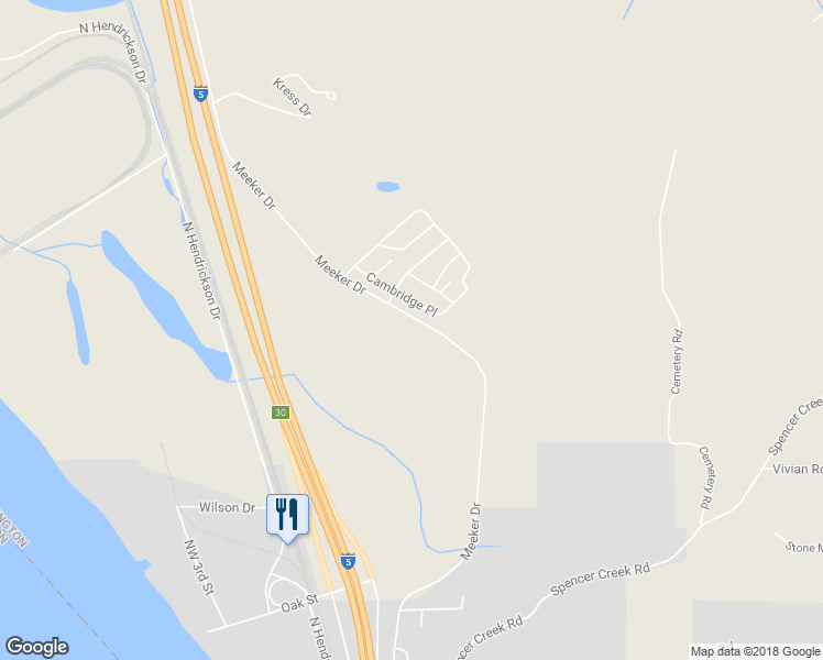 map of restaurants, bars, coffee shops, grocery stores, and more near 5357 Meeker Drive in Kalama
