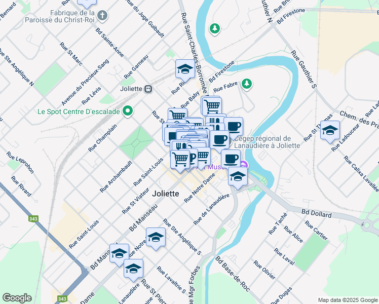 map of restaurants, bars, coffee shops, grocery stores, and more near 387 Rue Saint Viateur in Joliette