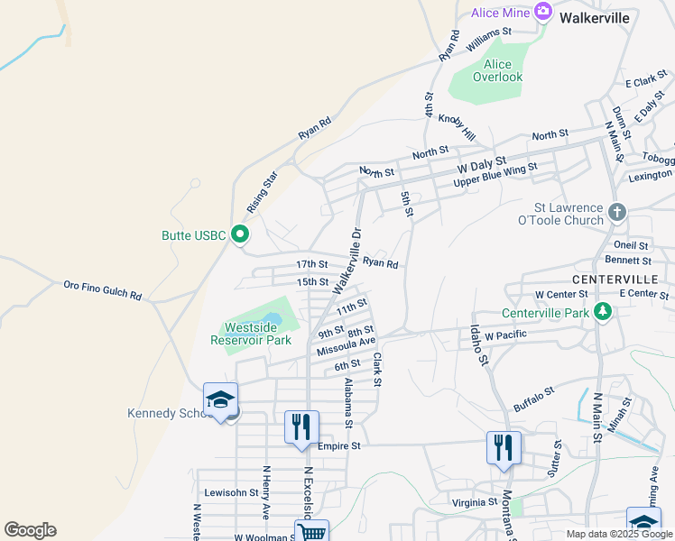 map of restaurants, bars, coffee shops, grocery stores, and more near 815 17th Street in Butte