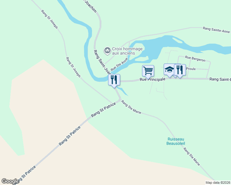 map of restaurants, bars, coffee shops, grocery stores, and more near 160 Rue Principale in Sainte-Brigitte-des-Saults