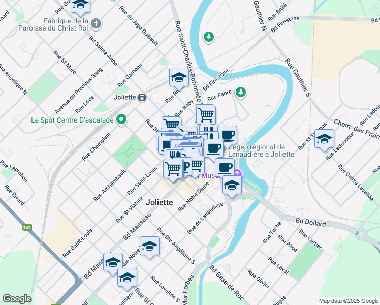 map of restaurants, bars, coffee shops, grocery stores, and more near 387 Rue Saint Viateur in Joliette