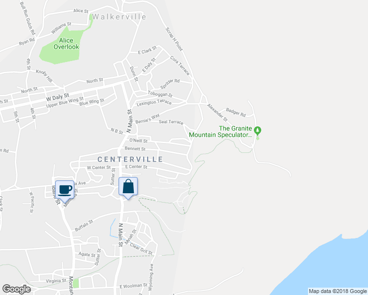 map of restaurants, bars, coffee shops, grocery stores, and more near 112 Oneil Street in Butte