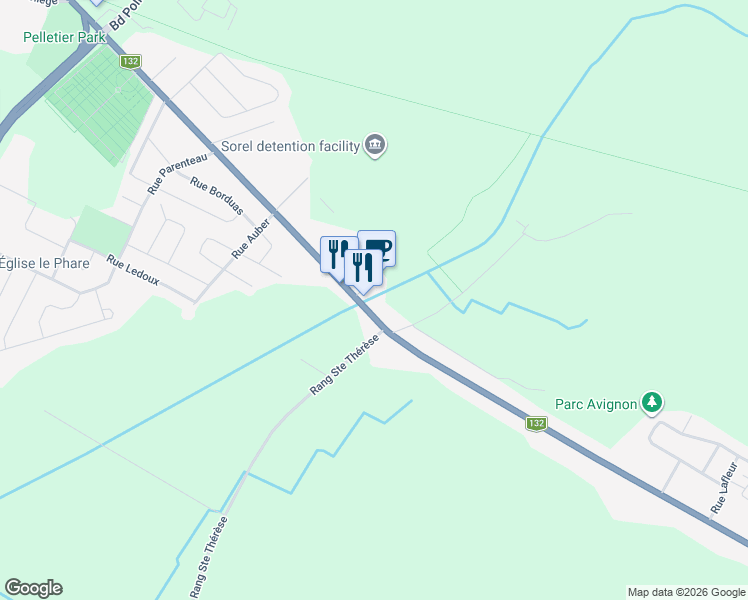 map of restaurants, bars, coffee shops, grocery stores, and more near 1111 Route Marie-Victorin in Sorel-Tracy