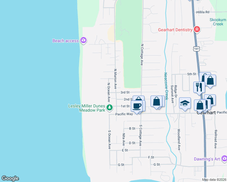 map of restaurants, bars, coffee shops, grocery stores, and more near 315 3rd Street in Astoria