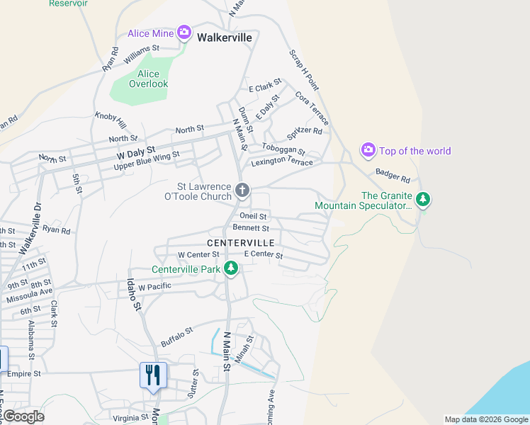 map of restaurants, bars, coffee shops, grocery stores, and more near 29 Bennett Street in Butte