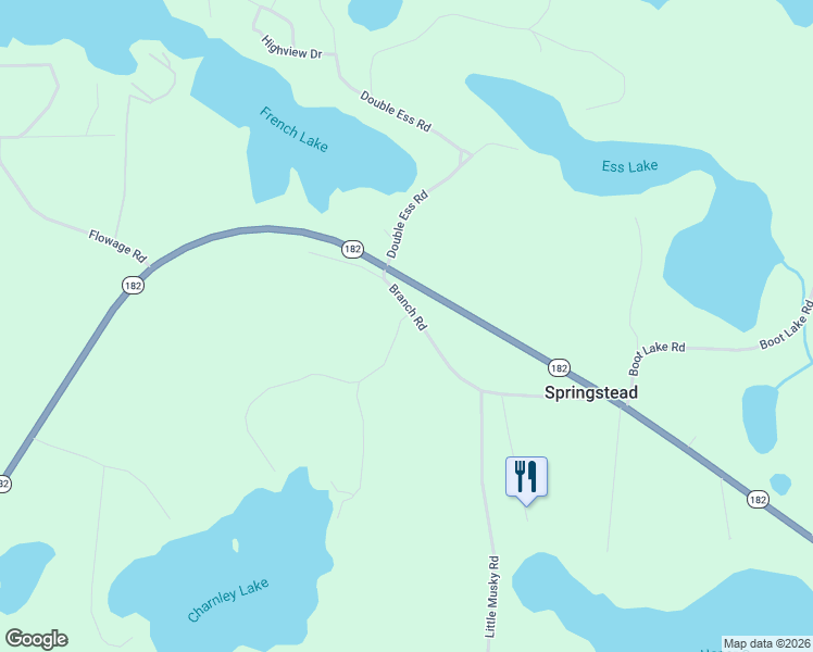 map of restaurants, bars, coffee shops, grocery stores, and more near 4259 Branch Road in Park Falls