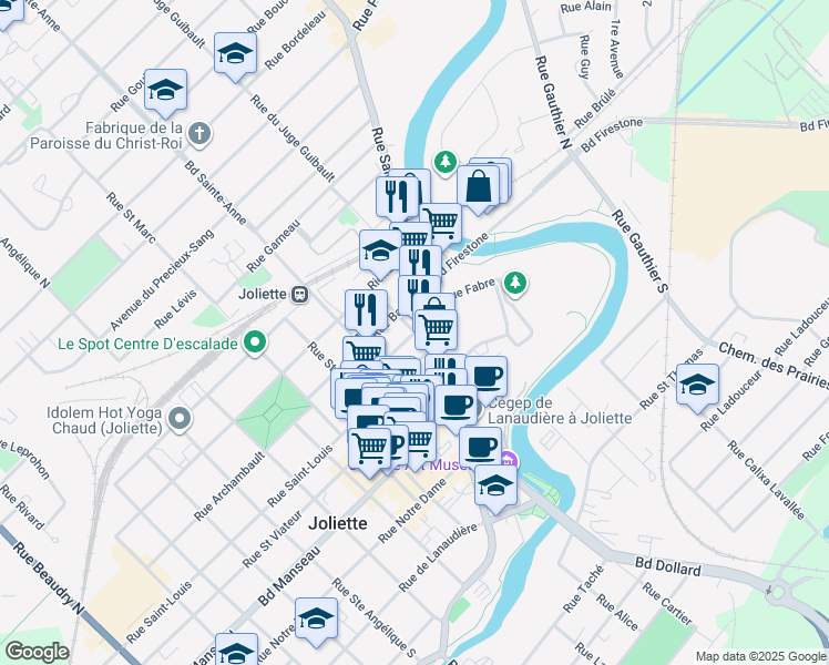 map of restaurants, bars, coffee shops, grocery stores, and more near Rue Fabre in Joliette