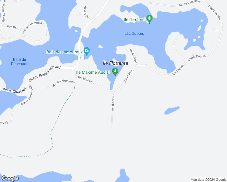 map of restaurants, bars, coffee shops, grocery stores, and more near 1 Route Dupuis in Estérel