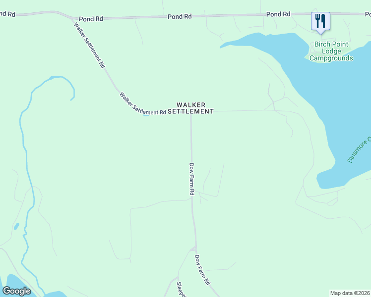 map of restaurants, bars, coffee shops, grocery stores, and more near 22 Dow Farm Road in Island Falls