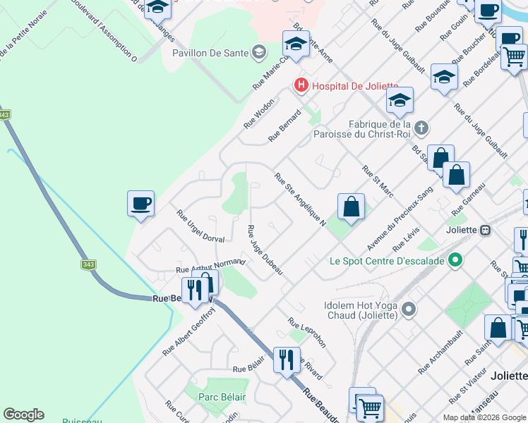 map of restaurants, bars, coffee shops, grocery stores, and more near 771 Rue du Juge Ferland in Joliette
