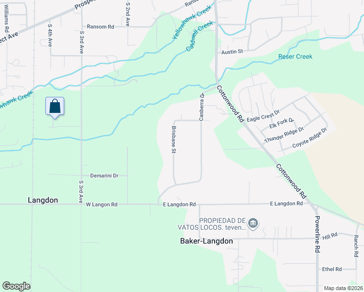 map of restaurants, bars, coffee shops, grocery stores, and more near 3085 Brisbane Street in Walla Walla