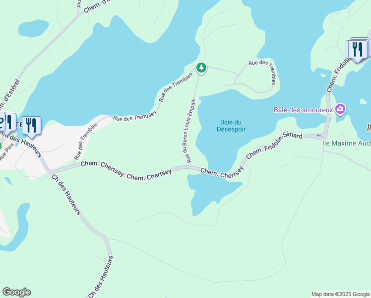 map of restaurants, bars, coffee shops, grocery stores, and more near 364 Rue du Baron Louis Empain in Sainte-Marguerite-du-Lac-Masson