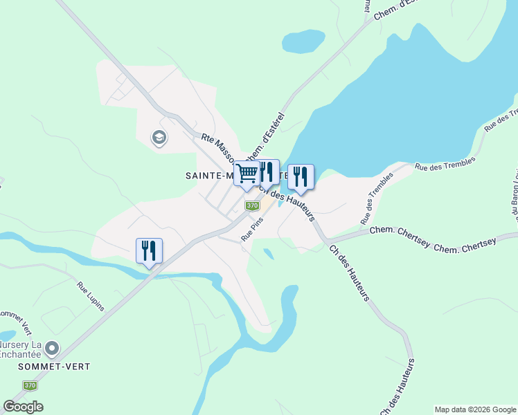 map of restaurants, bars, coffee shops, grocery stores, and more near 19 Chemin de Sainte Marguerite in Sainte-Marguerite-du-Lac-Masson