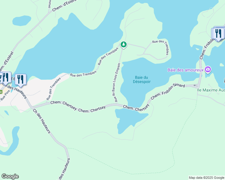 map of restaurants, bars, coffee shops, grocery stores, and more near 364 Rue du Baron Louis Empain in Sainte-Marguerite-du-Lac-Masson