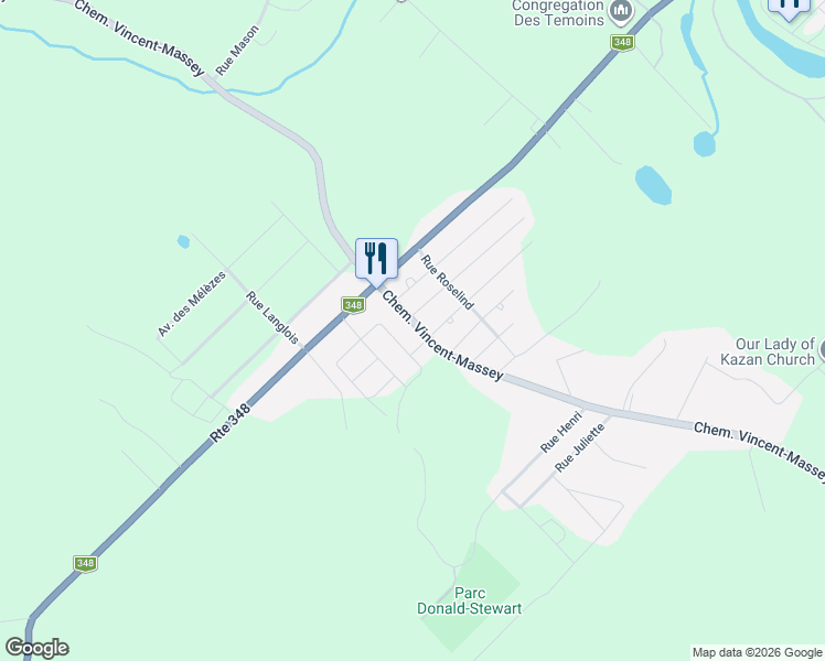 map of restaurants, bars, coffee shops, grocery stores, and more near 4133 Chemin Vincent-Massey in Rawdon