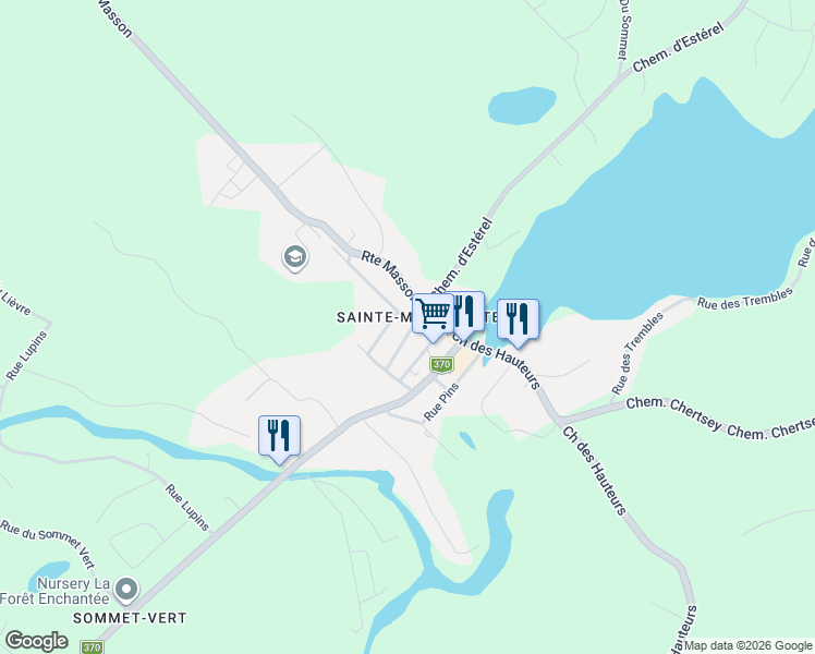 map of restaurants, bars, coffee shops, grocery stores, and more near 18 Rue des Érables in Sainte-Marguerite-du-Lac-Masson