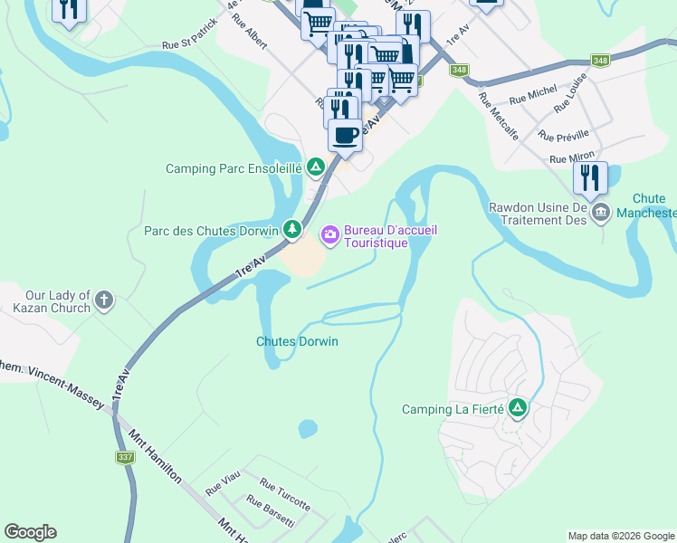 map of restaurants, bars, coffee shops, grocery stores, and more near 3164 1 Avenue in Sainte-Julienne
