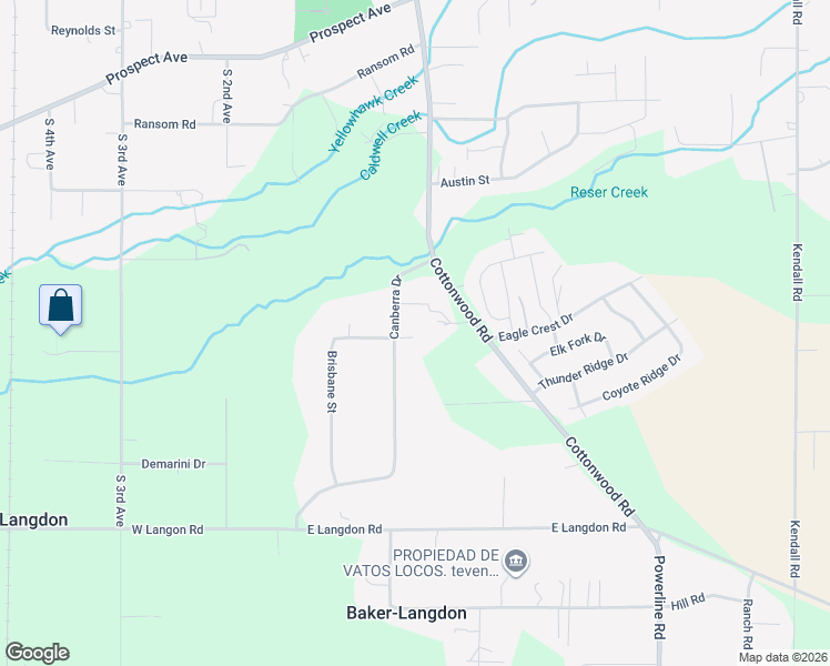 map of restaurants, bars, coffee shops, grocery stores, and more near 3045 Canberra Drive in Walla Walla