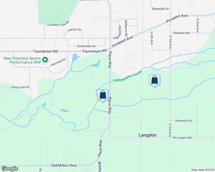 map of restaurants, bars, coffee shops, grocery stores, and more near 2918 Plaza Way in Walla Walla