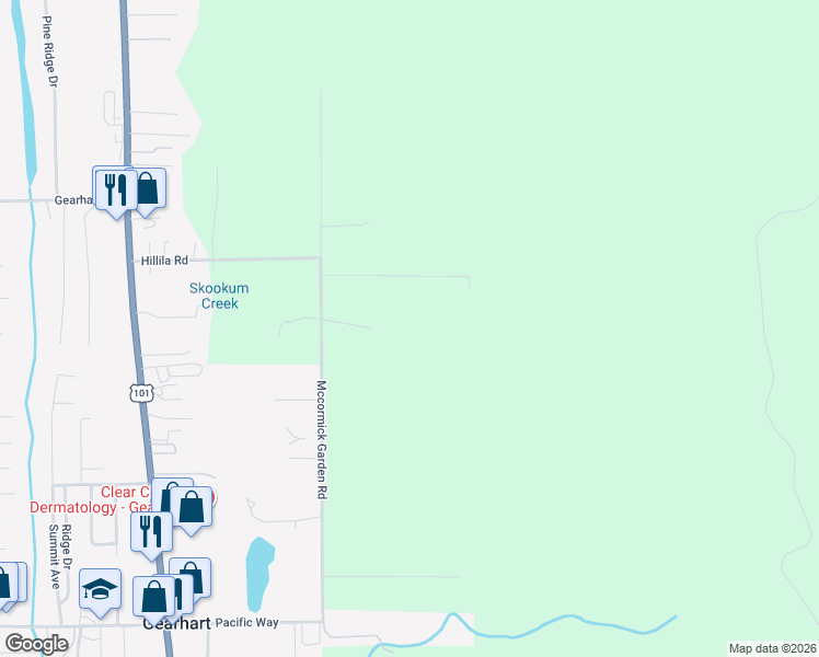 map of restaurants, bars, coffee shops, grocery stores, and more near 88161 Mccormick Garden Road in Gearhart