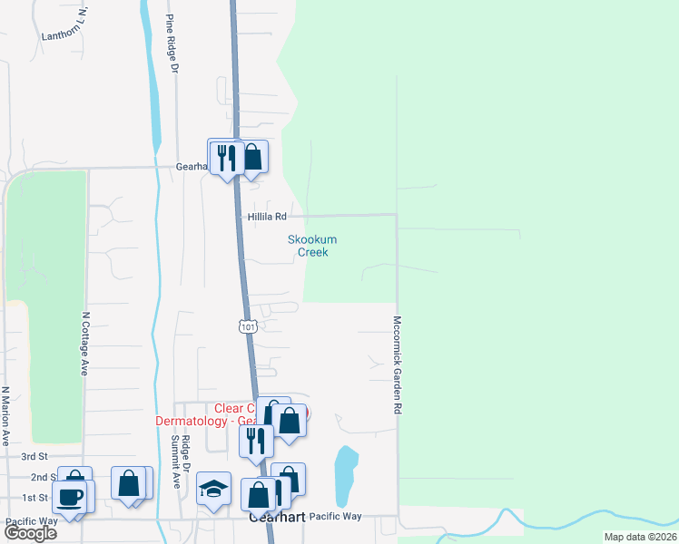map of restaurants, bars, coffee shops, grocery stores, and more near 33706 Postlewaite Lane in Gearhart