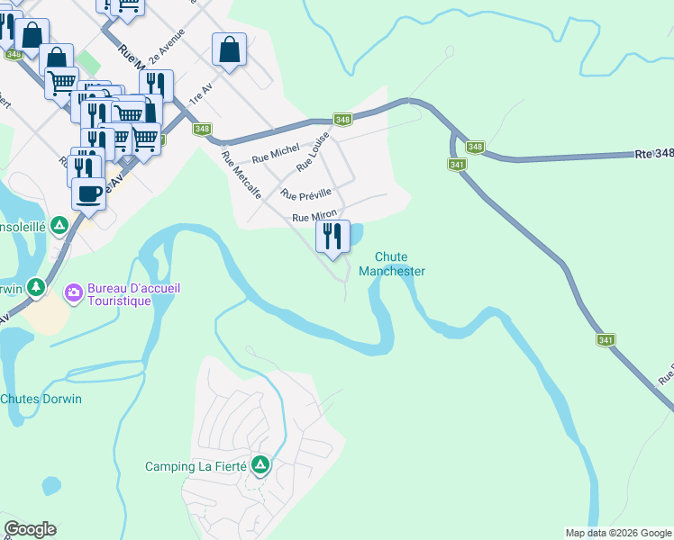 map of restaurants, bars, coffee shops, grocery stores, and more near 3232 Rue Metcalfe in Rawdon