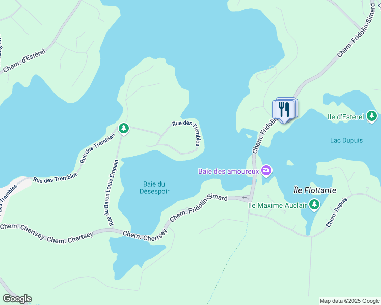 map of restaurants, bars, coffee shops, grocery stores, and more near 186 Rue Trembles in Sainte-Marguerite-du-Lac-Masson