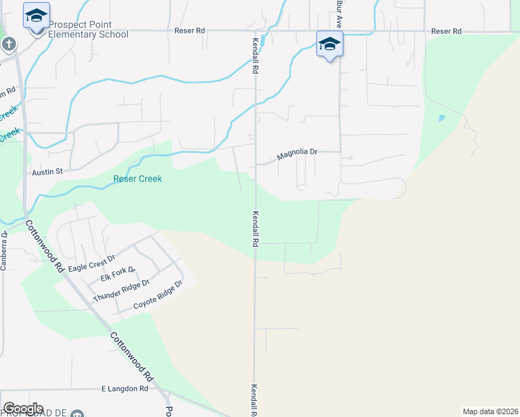map of restaurants, bars, coffee shops, grocery stores, and more near 2624 Kendall Road in Walla Walla