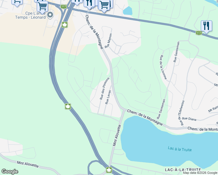 map of restaurants, bars, coffee shops, grocery stores, and more near 1081C Rue Levac in Sainte-Agathe-des-Monts