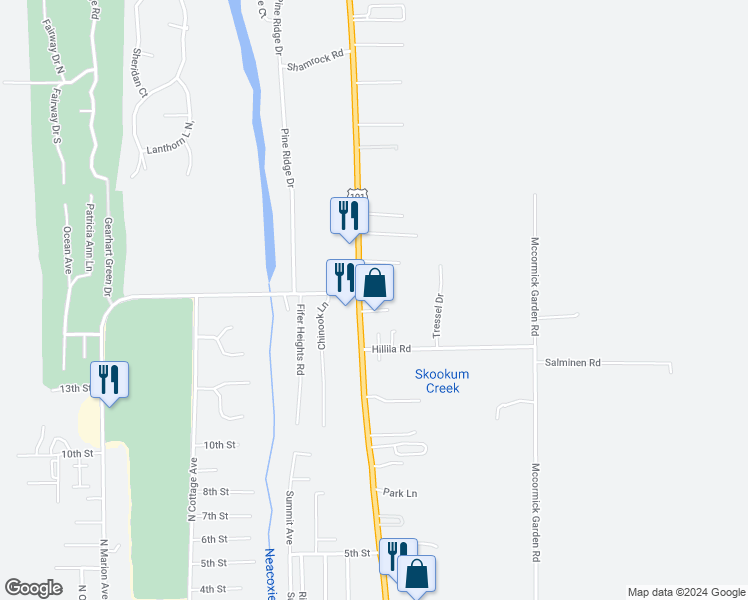 map of restaurants, bars, coffee shops, grocery stores, and more near 4173 U.S. 101 in Gearhart