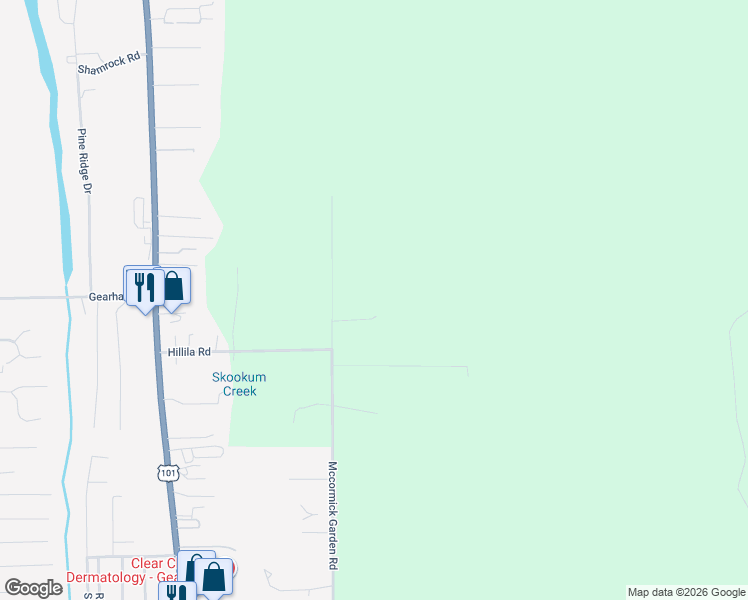 map of restaurants, bars, coffee shops, grocery stores, and more near 88271 Mccormick Garden Road in Gearhart