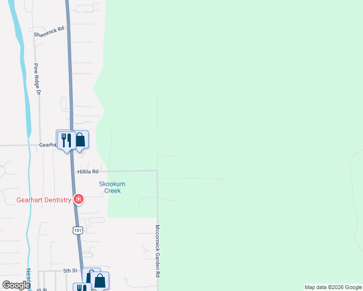 map of restaurants, bars, coffee shops, grocery stores, and more near 88271 Mccormick Garden Road in Gearhart