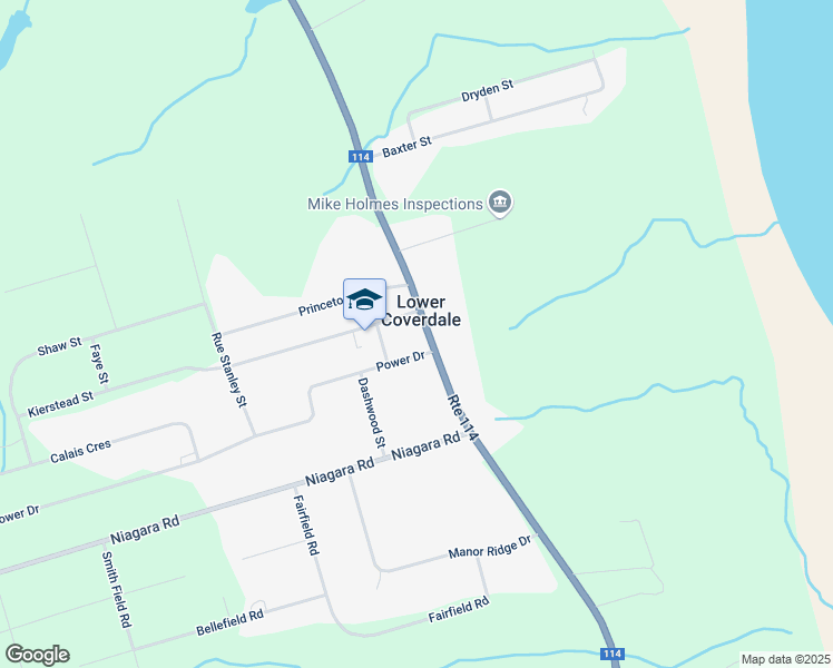 map of restaurants, bars, coffee shops, grocery stores, and more near 1368 New Brunswick 114 in Lower Coverdale