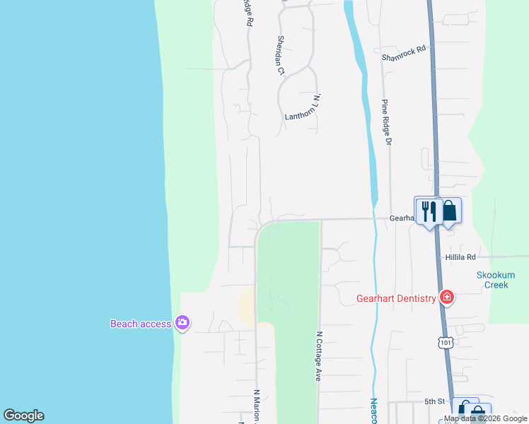 map of restaurants, bars, coffee shops, grocery stores, and more near 1729 Gearhart Green Drive in Gearhart