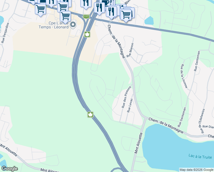 map of restaurants, bars, coffee shops, grocery stores, and more near 1081 Rue des Merles in Sainte-Agathe-des-Monts