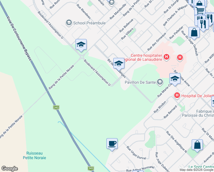 map of restaurants, bars, coffee shops, grocery stores, and more near 630 Boulevard l'Assomption Ouest in Saint-Charles-Borromée