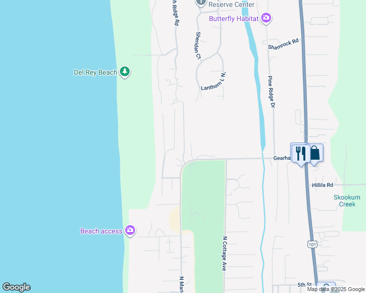 map of restaurants, bars, coffee shops, grocery stores, and more near 12 Gearhart Loop Road in Gearhart