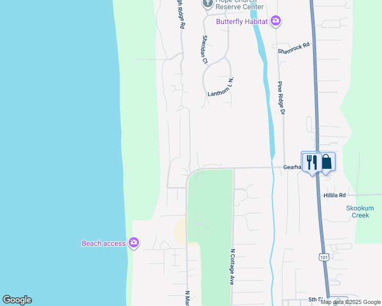 map of restaurants, bars, coffee shops, grocery stores, and more near 12 Gearhart Loop Road in Gearhart