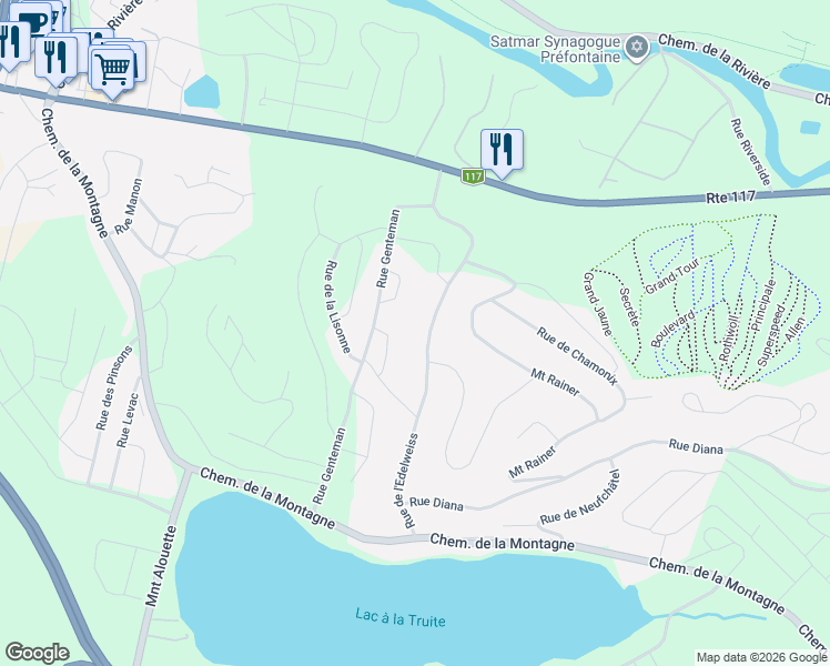 map of restaurants, bars, coffee shops, grocery stores, and more near 330 Rue de l'Edelweiss in Sainte-Agathe-des-Monts
