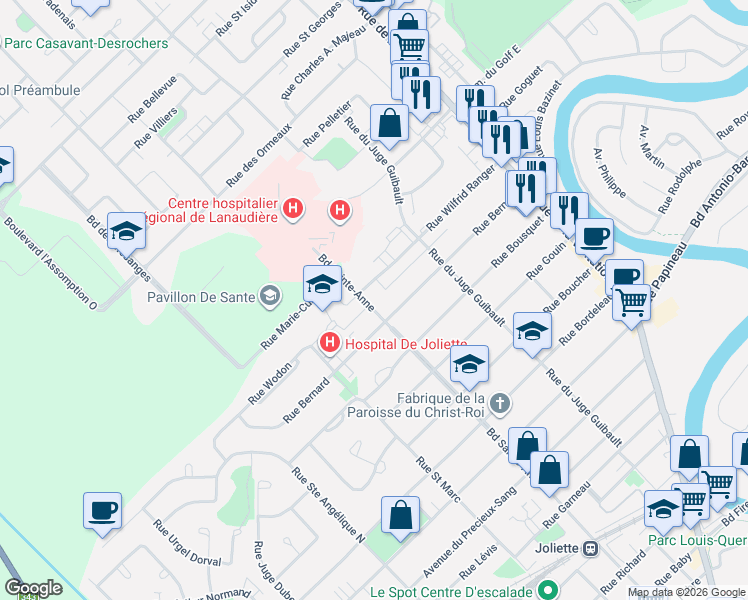map of restaurants, bars, coffee shops, grocery stores, and more near 950 Boulevard Sainte-Anne in Saint-Charles-Borromée