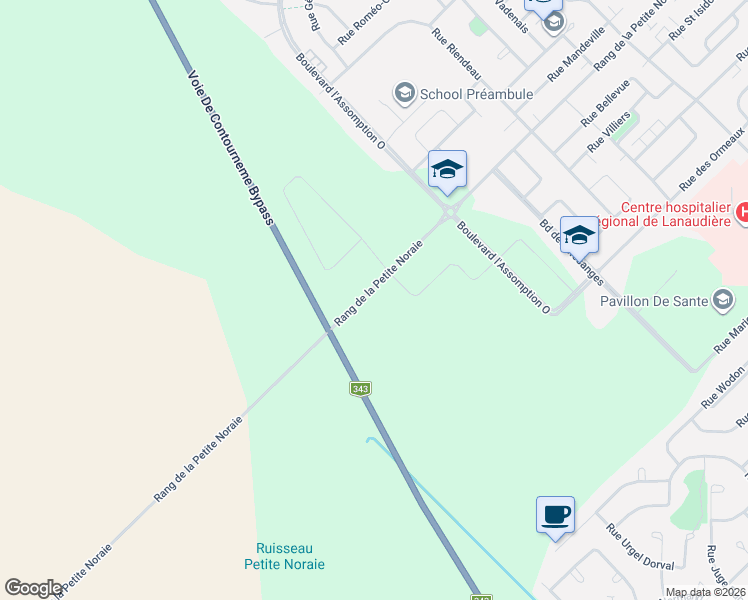 map of restaurants, bars, coffee shops, grocery stores, and more near 245 Rang de la Petite Noraie in Saint-Charles-Borromée