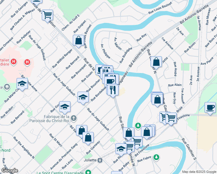 map of restaurants, bars, coffee shops, grocery stores, and more near 575 Rue Saint-Charles-Borromée Nord in Saint-Charles-Borromée