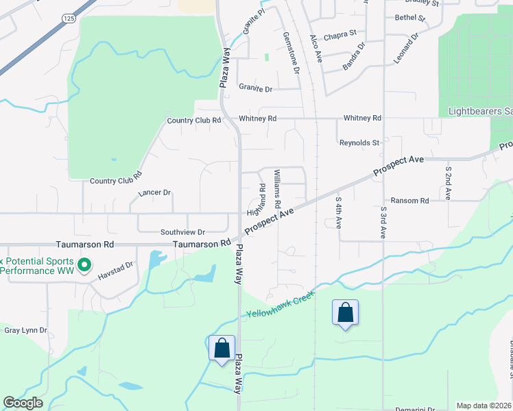 map of restaurants, bars, coffee shops, grocery stores, and more near 938 Highland Road in Walla Walla