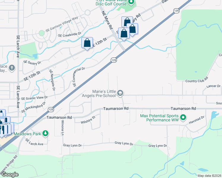 map of restaurants, bars, coffee shops, grocery stores, and more near 1810 Highland Road in Walla Walla